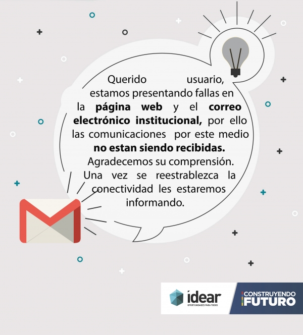 COMUNICADO - Idear presenta fallas en sus canales virtuales