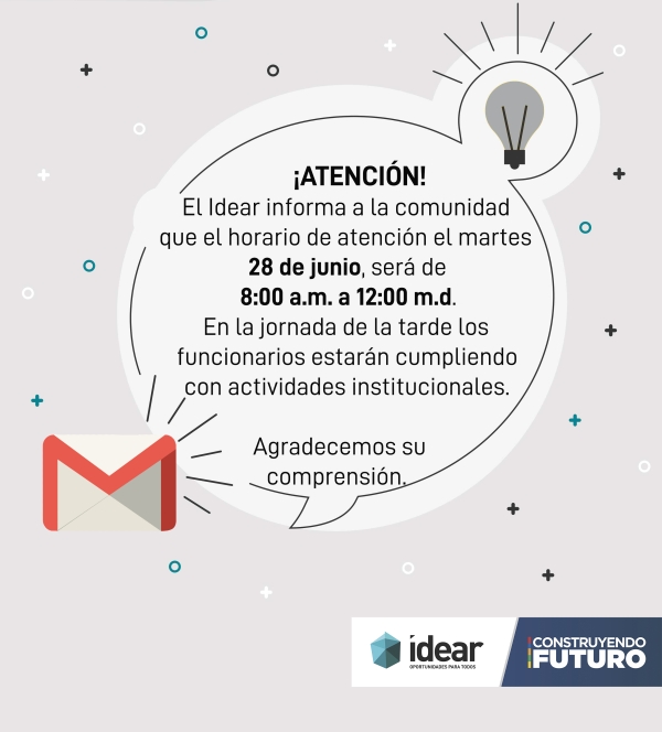 COMUNICADO - El Instituto de Desarrollo de Arauca, Idear modifica su horario de atención en la sede principal